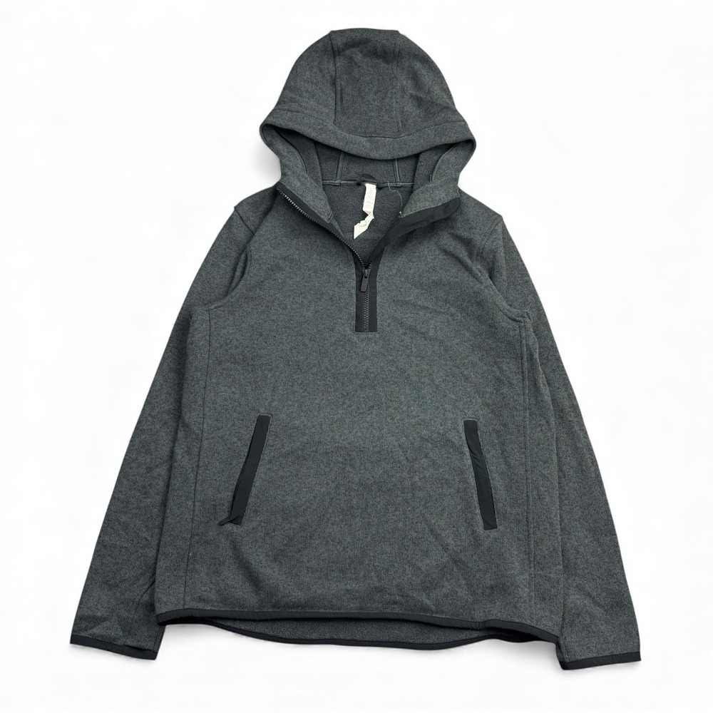 Lululemon Fleece And Thank You Hoodie Pullover Women's 10 Charcoal Gray Half Zip